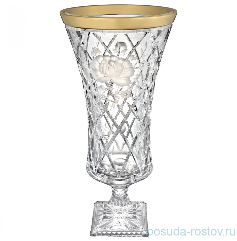 Ваза для цветов 43 см н/н "Роза /Золотой кант" / 377612