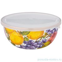 Миска 24 х 10,5 см с пластиковой крышкой эмалированная 2,8 л &quot;agness /фландрия /фрукты&quot; / 225329