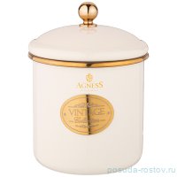Банка для сыпучих продуктов 12 х 12 см эмалированная 1,2 л белая &quot;Agness /Тюдор&quot; / 229570