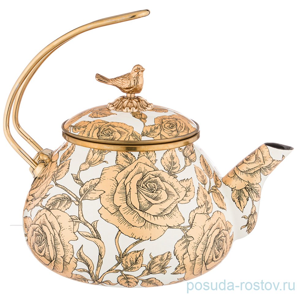 Чайник 2,2 л эмалированный белый "Agness /Ренессанс /Розы" / 210646