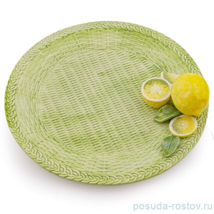 Блюдо 30 см круглое плетёное &quot;Лимоны&quot; / 247617
