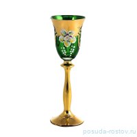 Рюмки 60 мл 6 шт &quot;Анжела /Лепка зелёная /AS Crystal&quot; золотая ножка / 148126