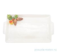 Поднос 37 х 21 см прямоугольный с двумя ручками &quot;christmas world /pinecone&quot; / 270998