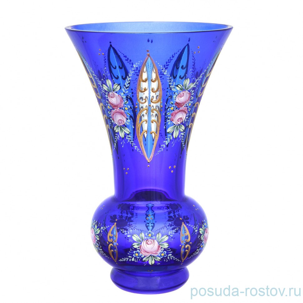 Ваза для цветов 20 см синяя "Эгерман /Роспись" / 333455