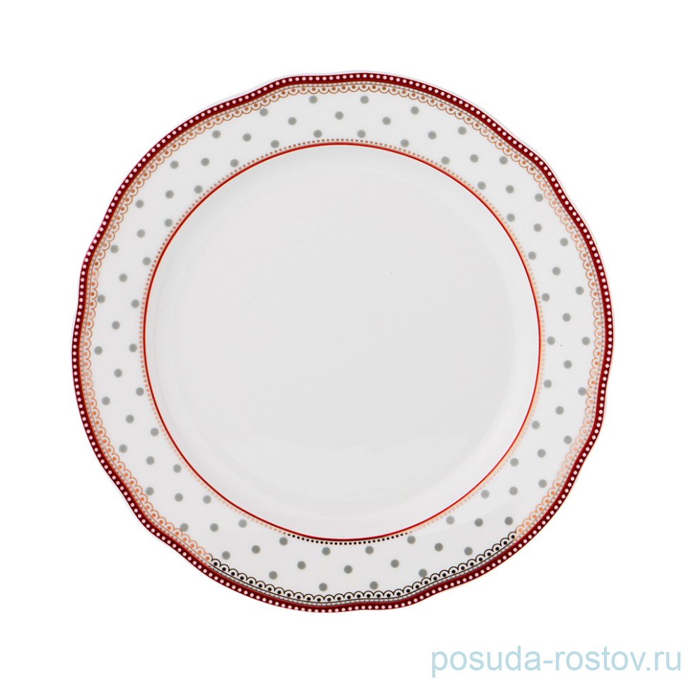 Тарелка 19 см 1 шт "Горох /Красная окантовка" / 189577
