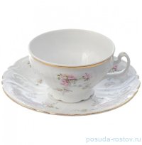 Чашка чайная  220 мл 1 шт низкая н/н &quot;Бернадотт /Дикая роза /золото&quot; (увеличенная ручка) / 378922