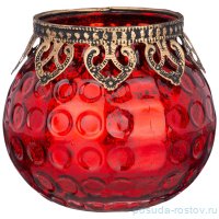 Подсвечник 10,5 х 10,5 х 9 см &quot;шарджа&quot; с металлическими элементами красный / 272841