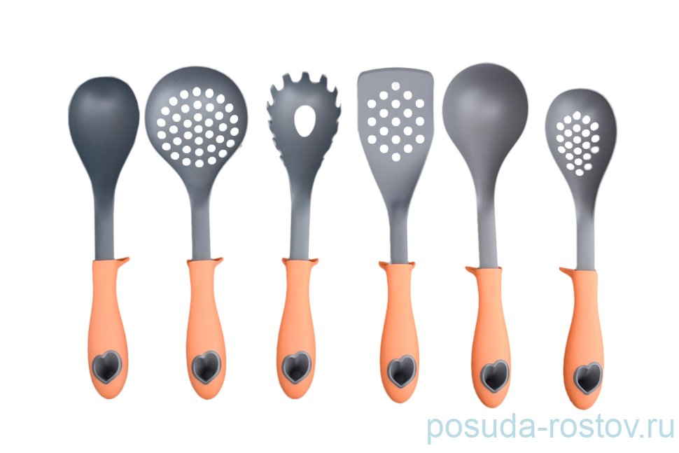 Набор кухонных принадлежностей 6 предметов с оранжевыми ручками / 119183 Набор кухонных принадлежностей 6 предметов с оранжевыми ручками / 119183