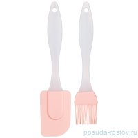 Набор 2 предмета (лопатка 23 х 5 см + кисточка 20 х 4 см) силиконовые /розовый / 272207