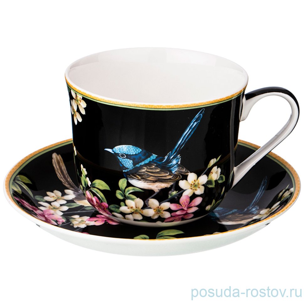Чайная пара 500 мл 1 шт чёрная "Цветущий сад" / 209320