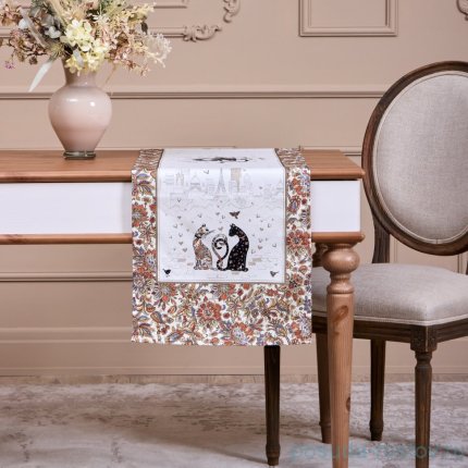 ДОРОЖКА ПАРИЖСКИЕ КОТЫ,40Х146СМ, БЕЛЫЙ,100% ХЛОПОК,ТВИЛ / 368387