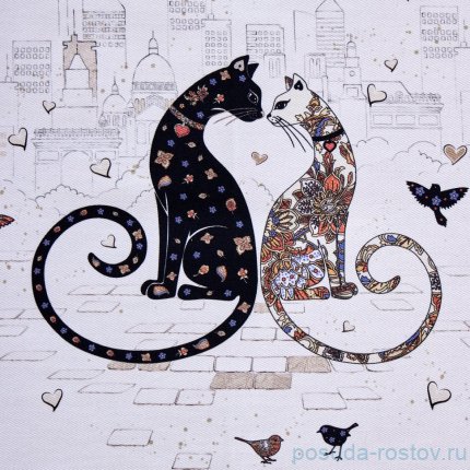 ДОРОЖКА ПАРИЖСКИЕ КОТЫ,40Х146СМ, БЕЛЫЙ,100% ХЛОПОК,ТВИЛ / 368387