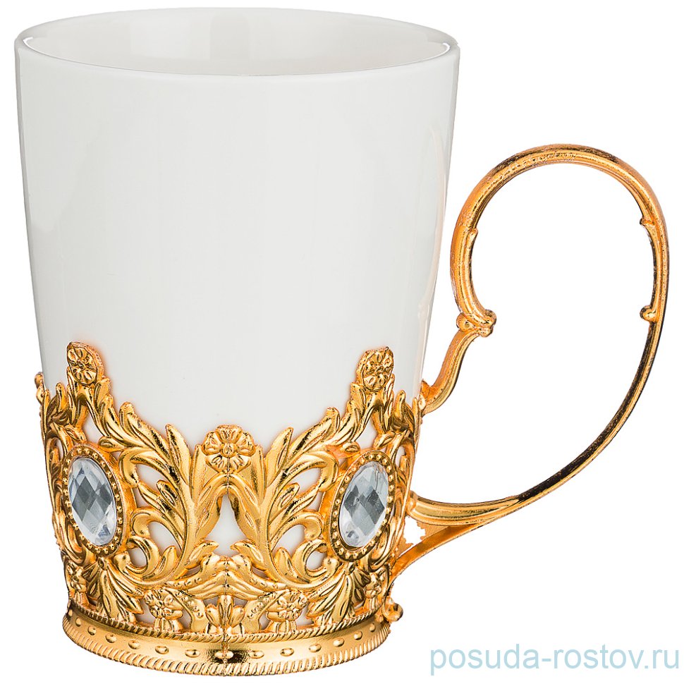 Кружка 380 мл "Плюмаж /Стразы /золото" / 188950
