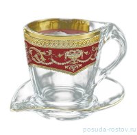 Набор чайных пар 260 мл 12 предметов (6 чашек + 6 блюдец) &quot;Astra Gold /Красная&quot; / 107164