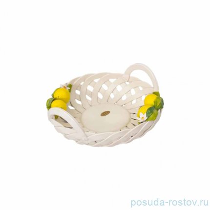 Корзина 33 см с ручками круглая перф.&quot;Лимоны&quot; / 298793