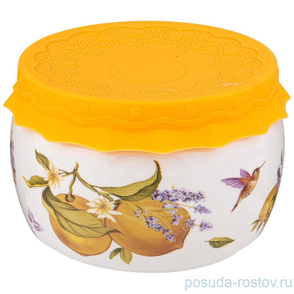 Банка для меда/варенья 500 мл с силиконовой крышкой "Лимоны" / 250977