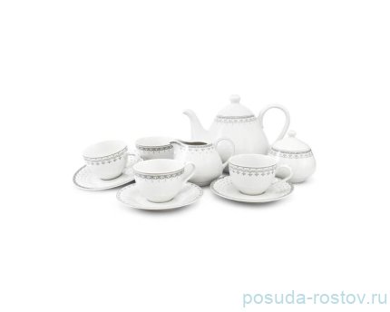 Чайный сервиз на 4 персоны 11 предметов &quot;Hyggelyne /Серый узор&quot; / 158499