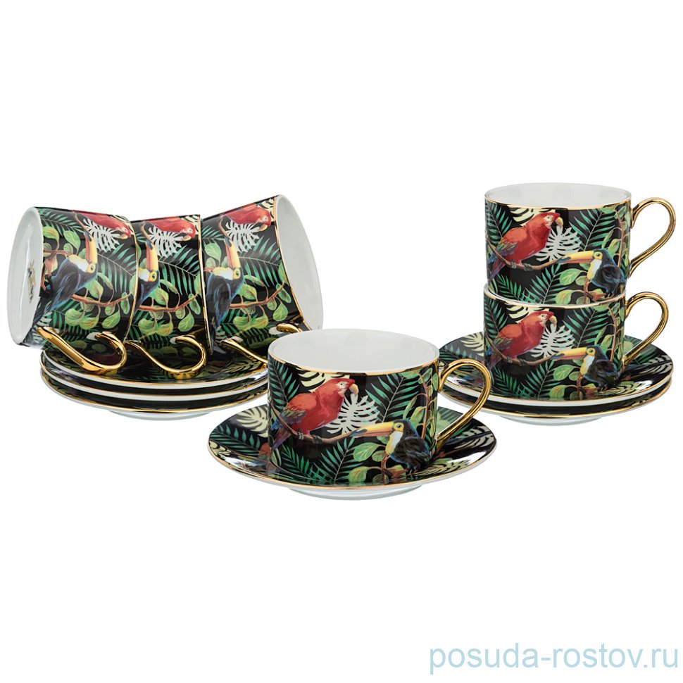 Набор чайных пар 180 мл 6 шт "тропические птицы" / 195031