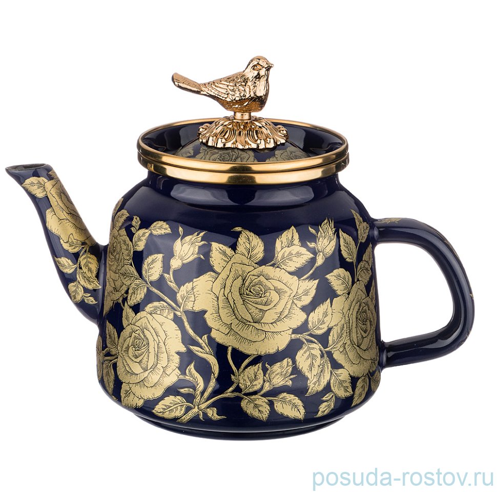 Чайник 1 л эмалированный кобальт "Agness /Ренессанс /Розы" / 212479 Чайник 1 л эмалированный кобальт "Agness /Ренессанс /Розы" / 212479