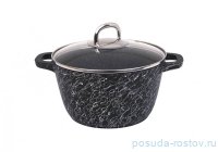 Кастрюля 22 см со стеклянной крышкой антипригарное покрытие 3,5 л чёрная/серебро &quot;Грация&quot; / 280872