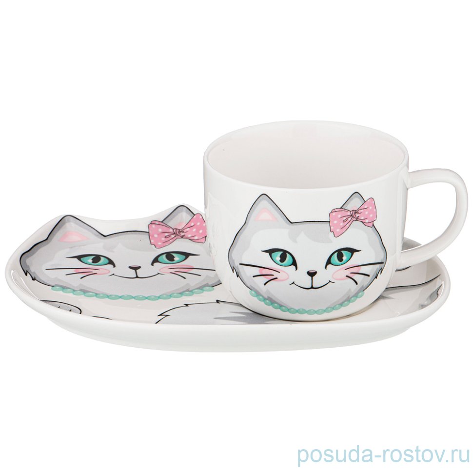 Чайная пара 240 мл 1 шт "Кошки" / 220542