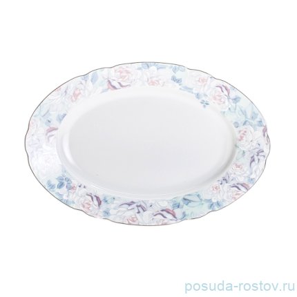 Блюдо 32 см овальное &quot;Роза /Голубая роза /платина&quot; / 232338
