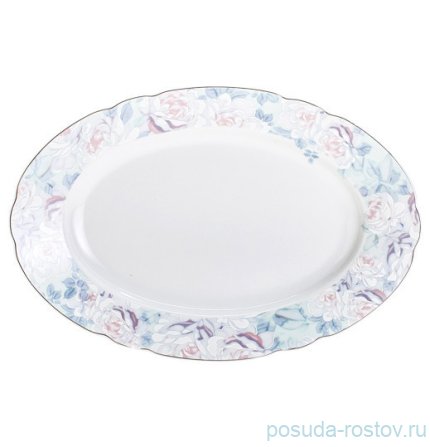 Блюдо 32 см овальное &quot;Роза /Голубая роза /платина&quot; / 232338