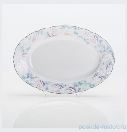 Блюдо 32 см овальное &quot;Роза /Голубая роза /платина&quot; / 232338
