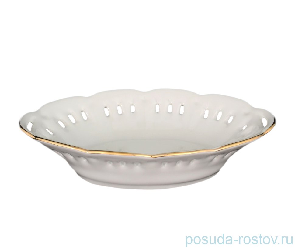 Конфетница 17 см перф. "Корона /Отводка золото" / 088798