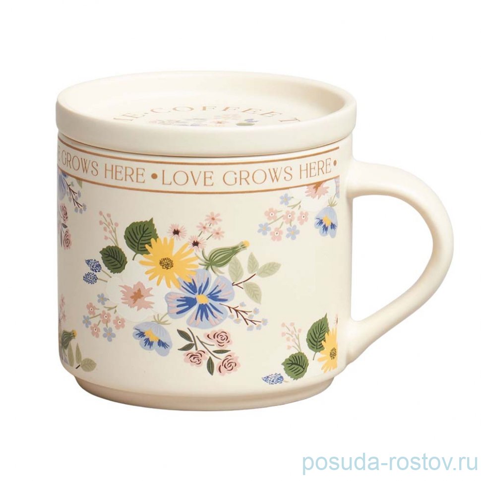 Кружка 390 мл с крышкой "Flowers" / 374234 Кружка 390 мл с крышкой "Flowers" / 374234