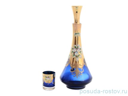 Набор для ликёра 7 предметов (графин 500 мл + 6 стопок по 60 мл) &quot;Лепка синяя&quot; E-V / 147543