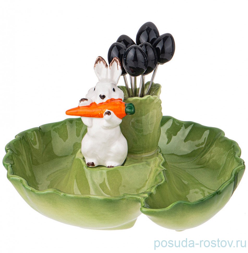 Менажница 17 см с 6 вилочками "Кролик" / 282878