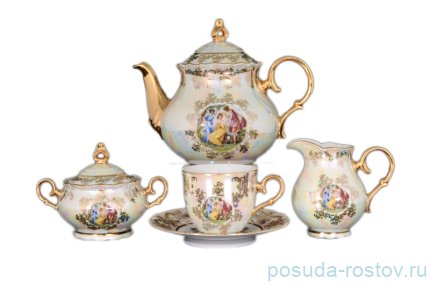 Чайный сервиз на 6 персон 15 предметов &quot;Офелия /Мадонна перламутр&quot; / 027452