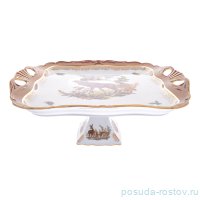 Поднос 34 х 29 см квадратный н/н с ручками &quot;Корона /Охота красная&quot; / 275370