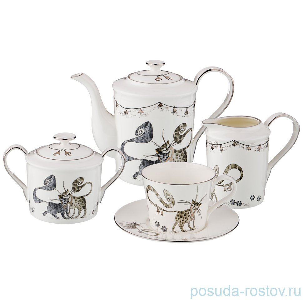 Чайный сервиз на 6 персон 15 предметов "Котики" / 189317 Чайный сервиз на 6 персон 15 предметов "Котики" / 189317