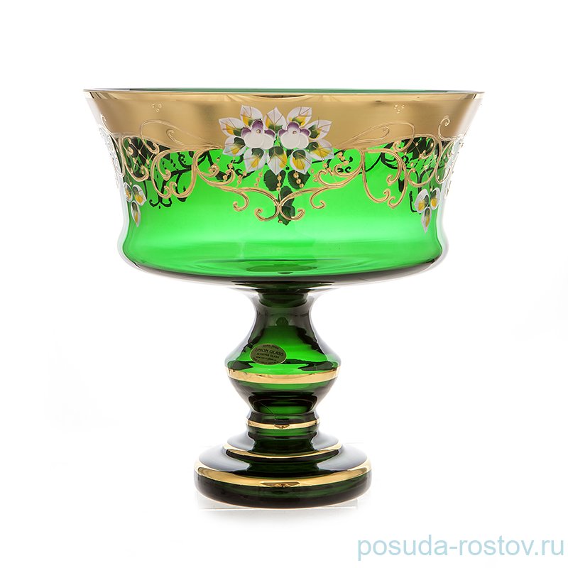 Ваза для фруктов 28 см н/н "Лепка зелёная" / 096935