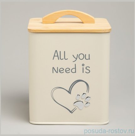 Банка для хранения корма 14 х 14 х 16 см с мерной ложкой 3 л Agness / 377969