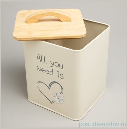 Банка для хранения корма 14 х 14 х 16 см с мерной ложкой 3 л Agness / 377969