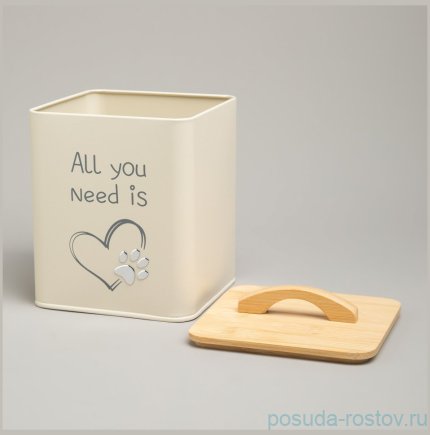 Банка для хранения корма 14 х 14 х 16 см с мерной ложкой 3 л Agness / 377969