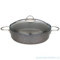 Сотейник 28 х 7,5 см со стеклянной крышкой антипригарное мраморное покрытие 4,1 л &quot;Agness /Granite&quot; / 208693