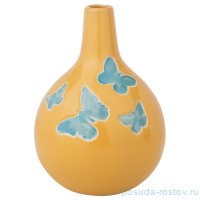 Ваза для цветов 16 см жёлтая &quot;бабочки&quot; / 191981