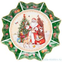 Блюдо 26 см звезда зелёное &quot;с новым годом! /дед мороз&quot; / 254428