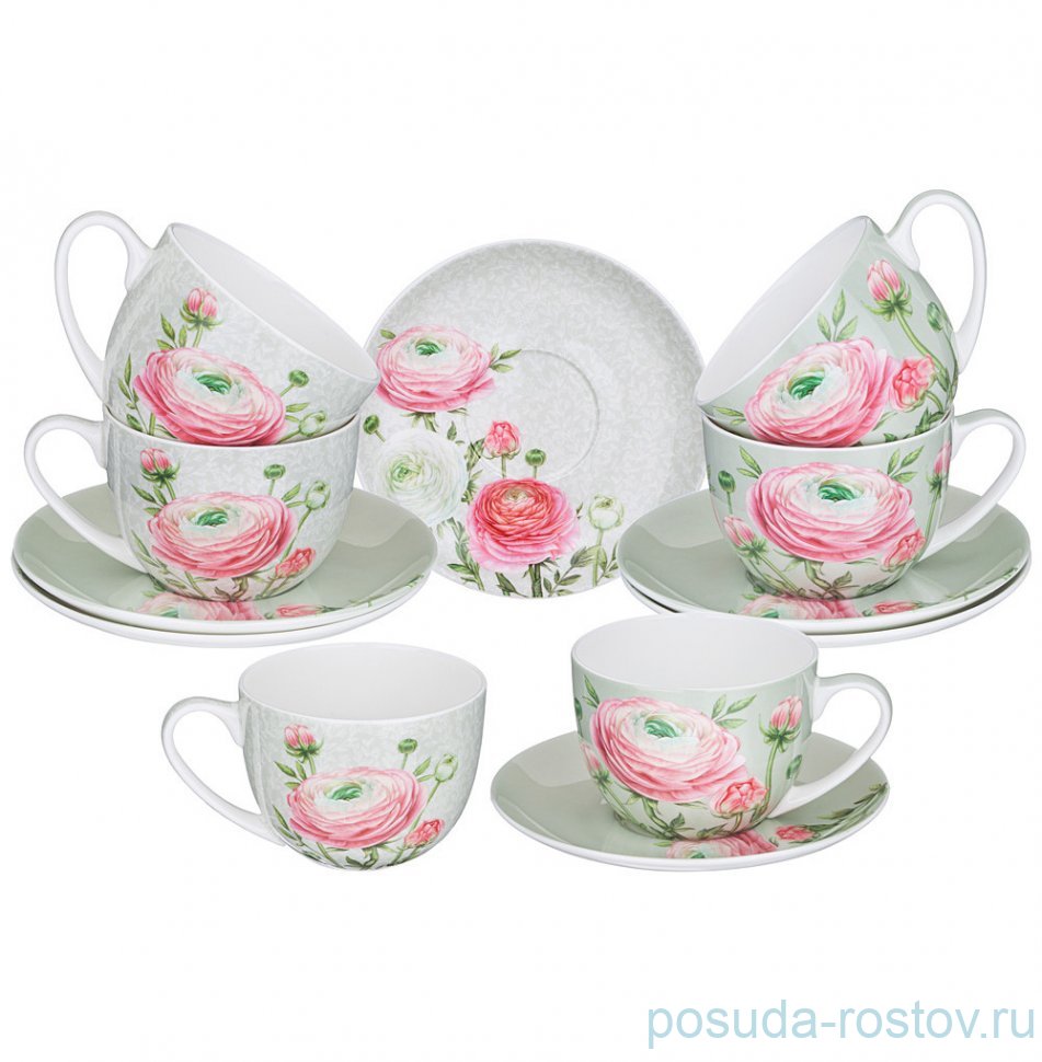 Набор чайных пар 330 мл 6 шт серые "Sentiment" / 303466