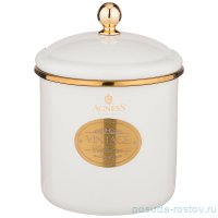 Банка для сыпучих продуктов 12 х 12 см эмалированная 1,2 л белая &quot;Agness /Тюдор&quot; / 209810