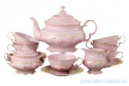 Чайный сервиз на 6 персон 15 предметов &quot;Соната /Гармония&quot; розовая / 158470