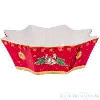 Блюдо 23 х 23 х 7 см красное Звезда &quot;С Новым годом! /Дед мороз&quot; / 225204