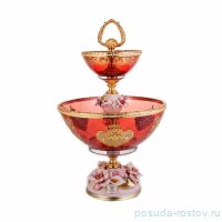 Ваза для фруктов н/н с ручкой &quot;Розаперла /Марисоль /Розовая с золотом&quot; / 149888