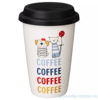 Кружка 390 мл с силиконовой крышкой и ободком &quot;Coffemania&quot; / 279662
