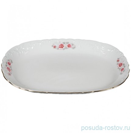 Блюдо 33 х 23 см овальное &quot;Рококо /577 /Серая роза /золото&quot; / 127647