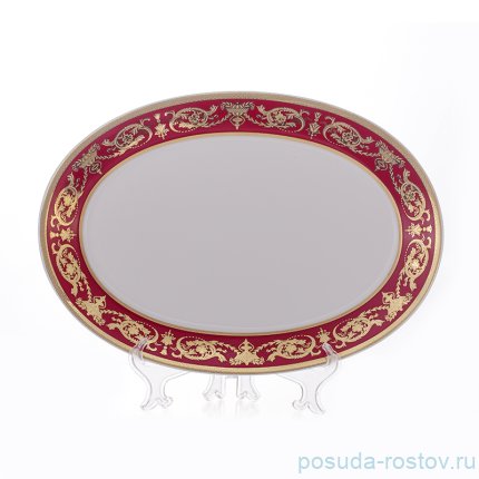 Блюдо 38 см овальное &quot;Александрия /Золотой узор на красном&quot; / 088263